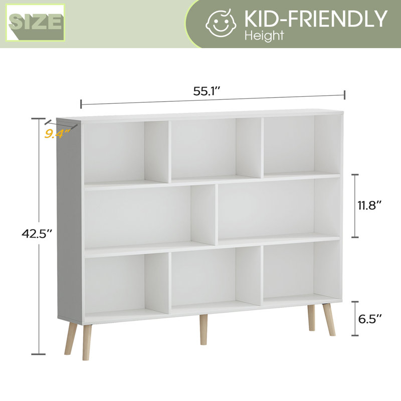 Bookcase, Grand White, 55.1" H x 42.5" W x 9.4" D