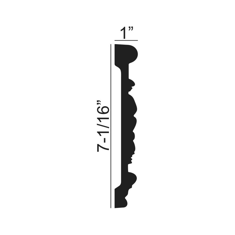7-1/16 in x 1 in x 6 in Long Leaf Scroll Polyurethane Frieze Panel Moulding Sample
