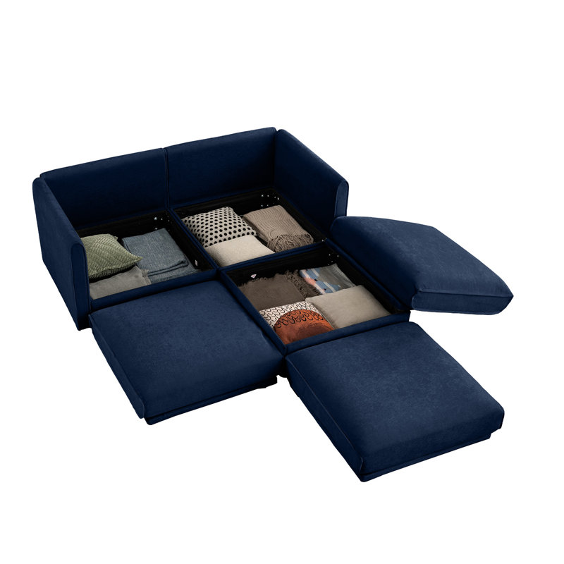 Chenille bleue luxueuse avec rangement et design confortable 2, cylindrique, Bleu