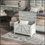 Coffre de rangement rustique de style campagnard avec couvercle relevable spacieux et charnière de sécurité pour une organisation polyvalente, grain de bois gris