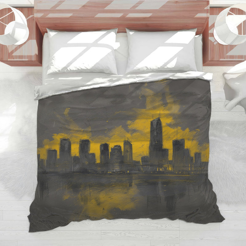 Yellow City Skyline Comforter, Twin Extra Long