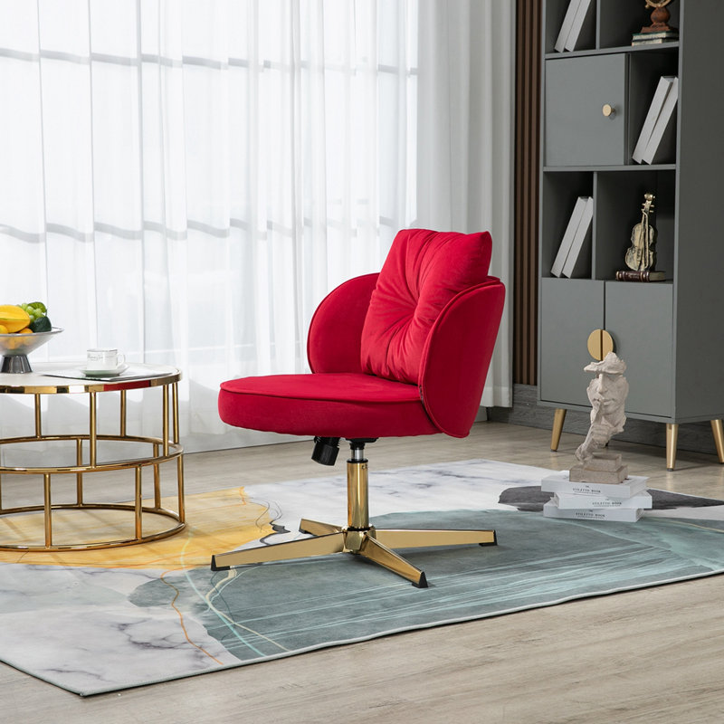 Chaise de bureau Geshia, Rouge, Or