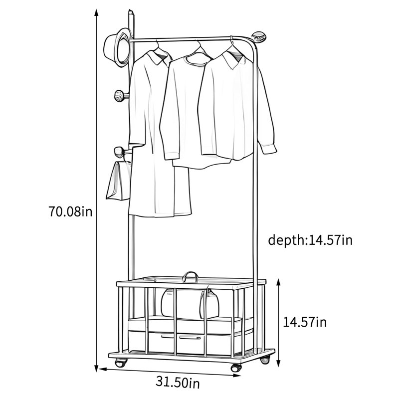 Panier de rangement mobile en acier inoxydable