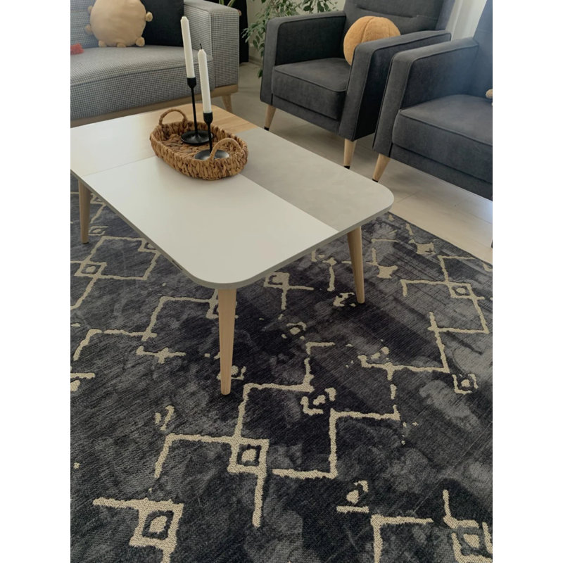 Viara Performance Chenille Washable Geometric Indoor / Outdoor Rug, Rectangle 5'3" x 7'6"