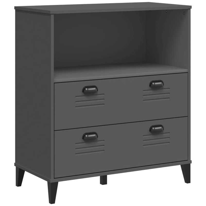 Aurther 90cm H x 80cm W Bookcase, Anthracite Grey