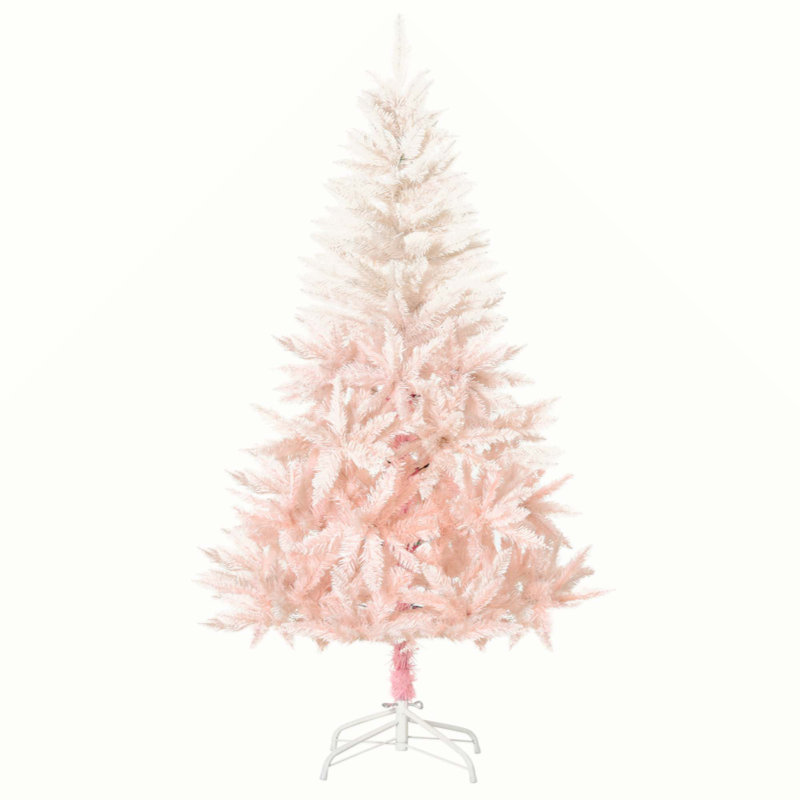 Arbre de Noël artificiel épinette non éclairé 7 pi avec branches réalistes et 1000 pointes, rose