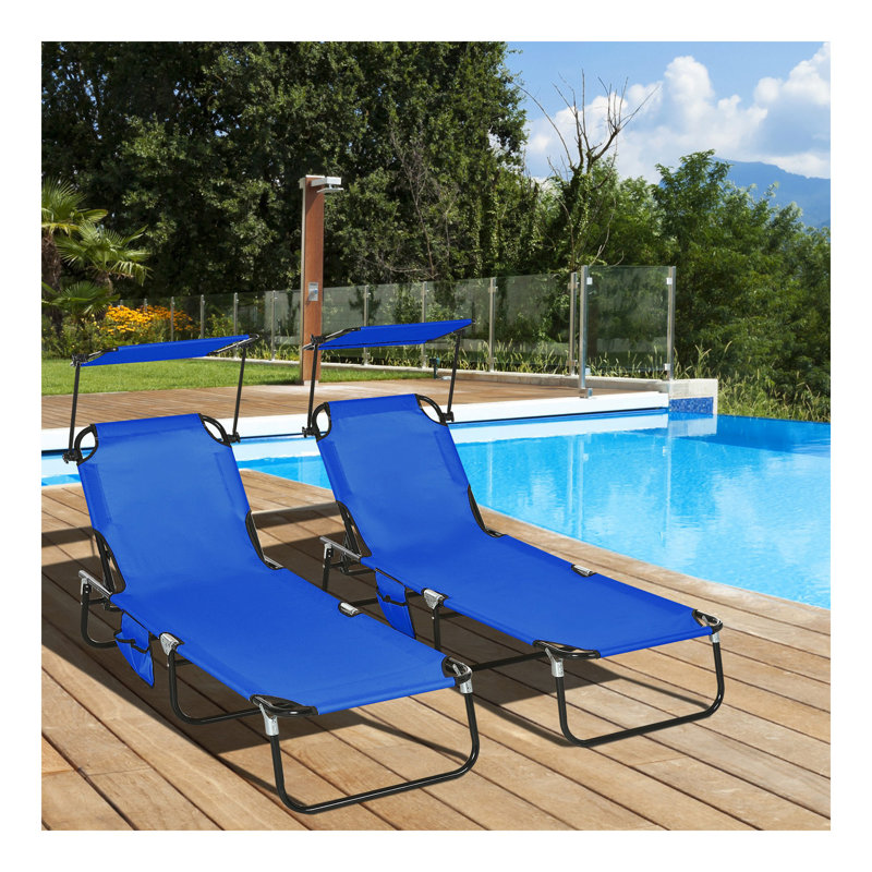 Chaises longues inclinables réglables, Bleu