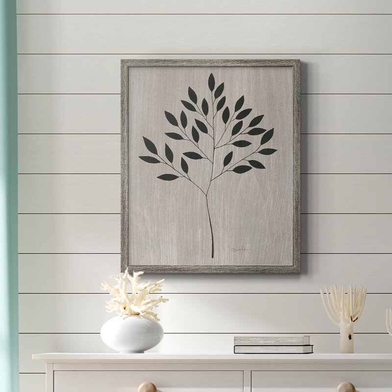 Feuilles et bois I, toile encadrée de qualité supérieure - prête à être accrochée, Argent patiné, H 24 po x l 20 po