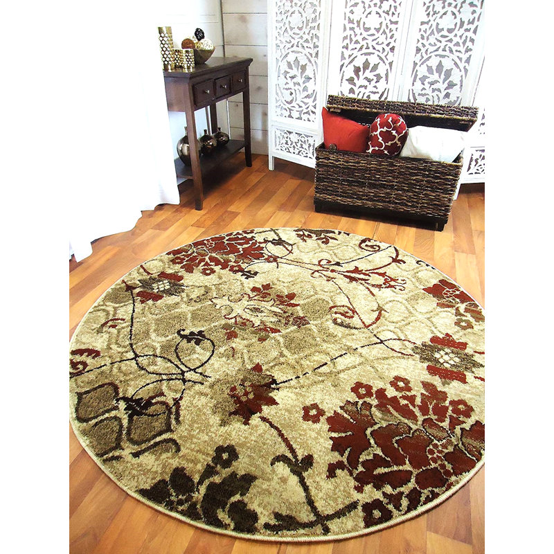 Tapis intérieur / extérieur en laine tissé à la machine Spiers, Rond 5 pi
