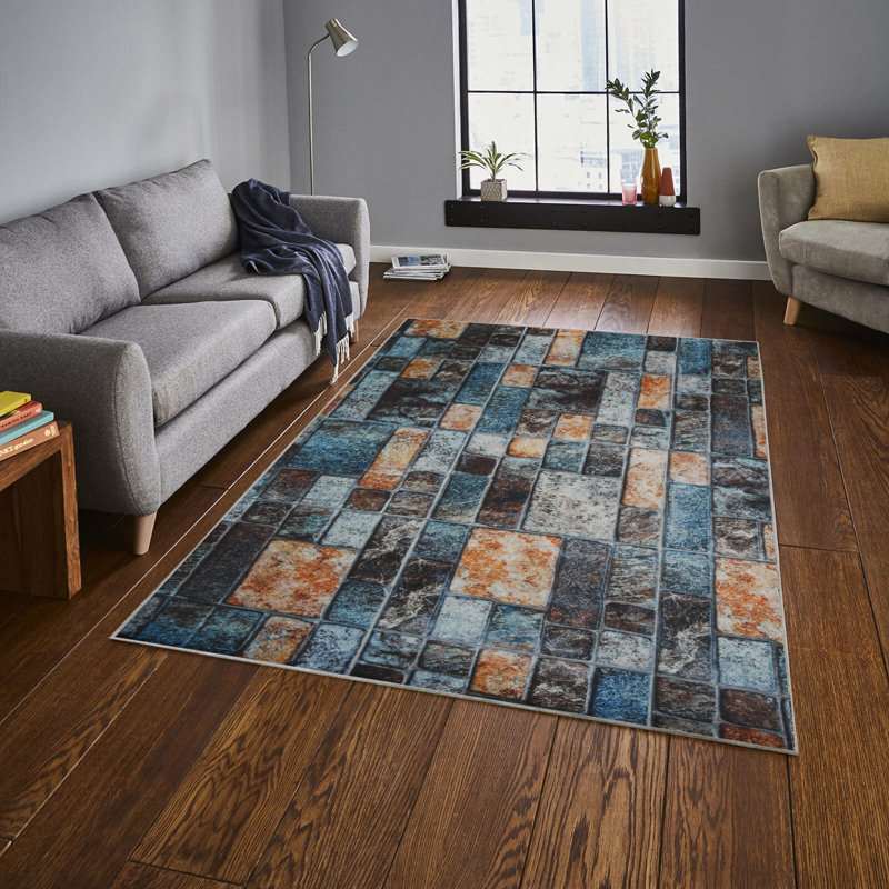 Premium Woven Carpet, 5.2 x 7.5 ft, 100% Polyester, Antibacterial, Non-Slip Underside, 0.3 in Pile Height | Machine Washable, 3D Digital Print | Perfect for Living Room, Bedroom & Office Décor