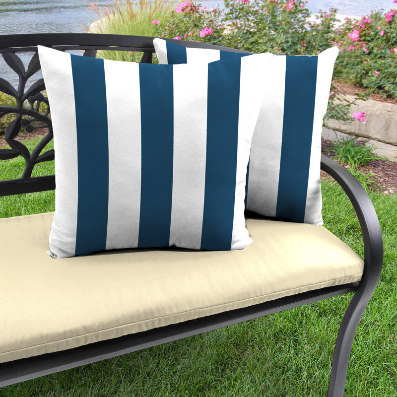 16" x 16" Outdoor Throw Pillow, Blue Stripes