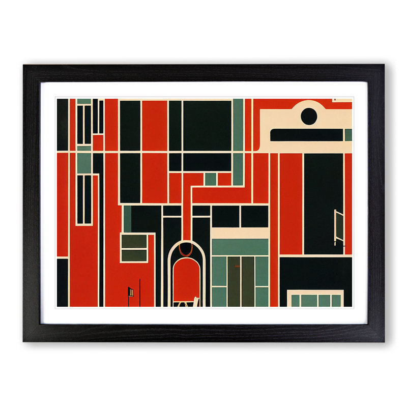 Art Deco Architecture Vol.1 - Single Picture Frame Print, Black, 46cm H x 64cm W