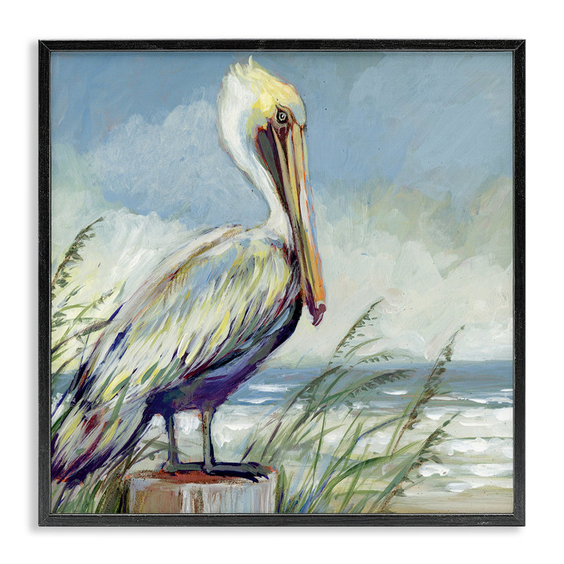 Giclée encadrée de perchoir côtier, conception par Susan Winget, Giclée encadrée noir minuit, H 24 po x l 24 po