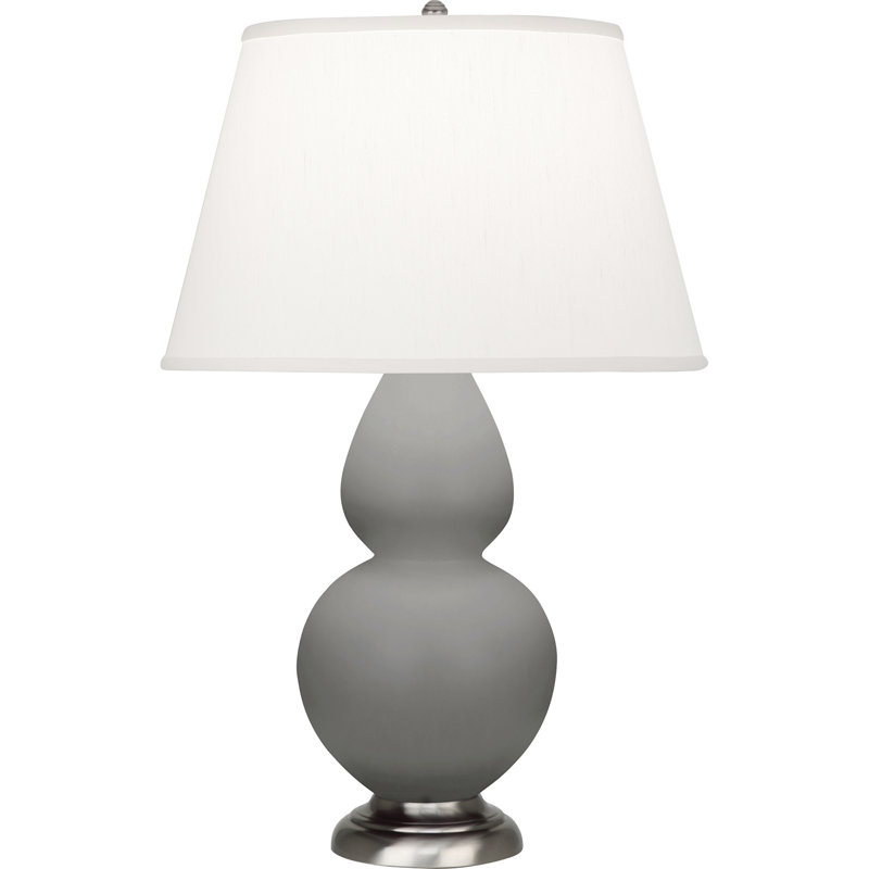 Lampe de table double gourde 30 po, Bleu acier mat / argent antique, Blanc blanc