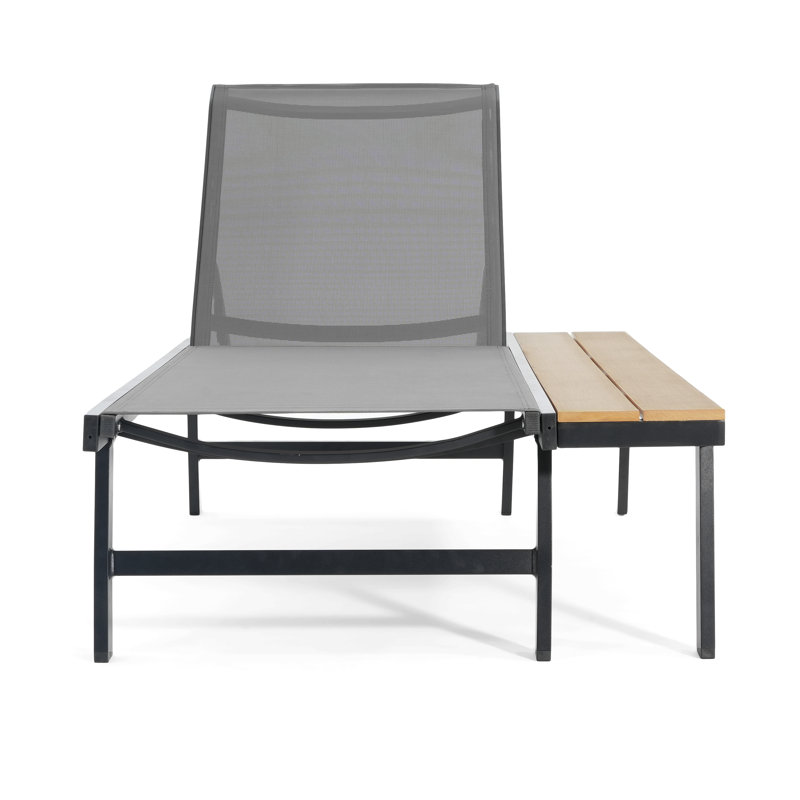 Waterloo Chaise Lounge With Attached Wood Side Table