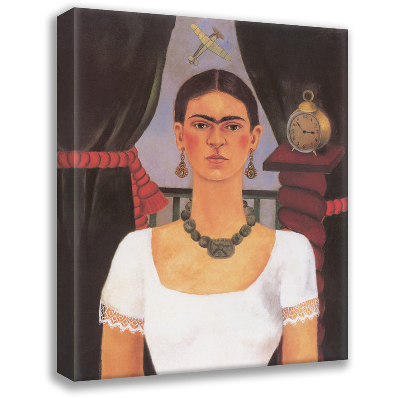 «Self Portrait, Time Flies» par Frida Kahlo, toile tendue avec châssis, H 24 po x l 17 po
