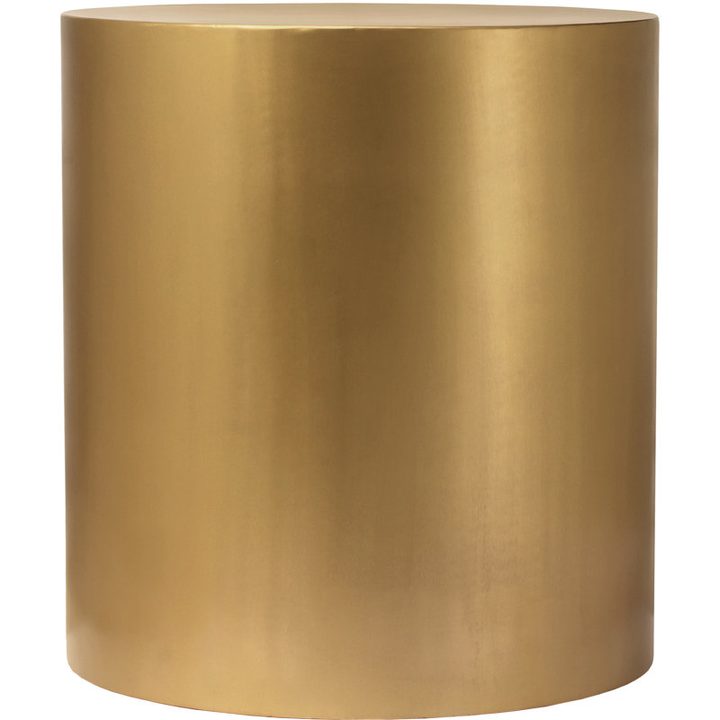 Cylinder Drum End Table, Gold