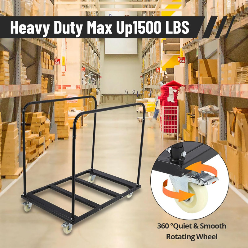Chariot à panneau 1500 lb avec roulettes pivotantes de 5 po et plateau de 36 po x 24,02 po