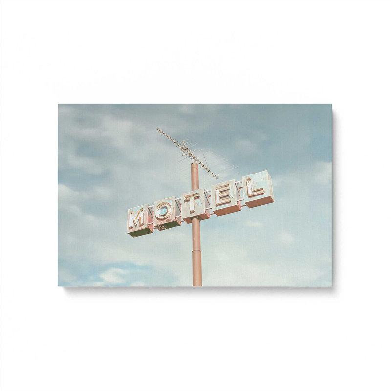 «Skyline», signe de mauve contre un ciel pastel sur toile, H 12 po x l 18 po, Toile tendue
