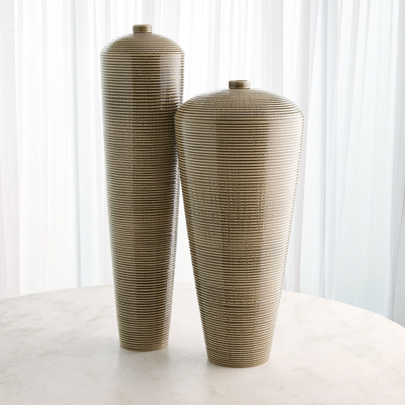 Domed Vase-Sage-Wide, 36" H x 9.5" W x 9.5 D