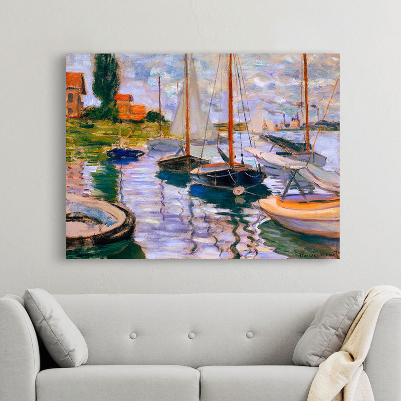 Sailboats On The Seine by Claude Monet - Wrapped Canvas Art Prints, 50cm H x 70cm W x 4cm D