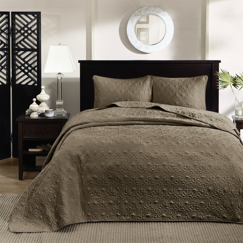 Grand couvre-lit réversible pour le confort surdimensionné avec un rembourrage en coton prélavé comprenant 2 taies décoratives lavables à la machine, un matelassage élégant pour améliorer le style de la chambre à coucher