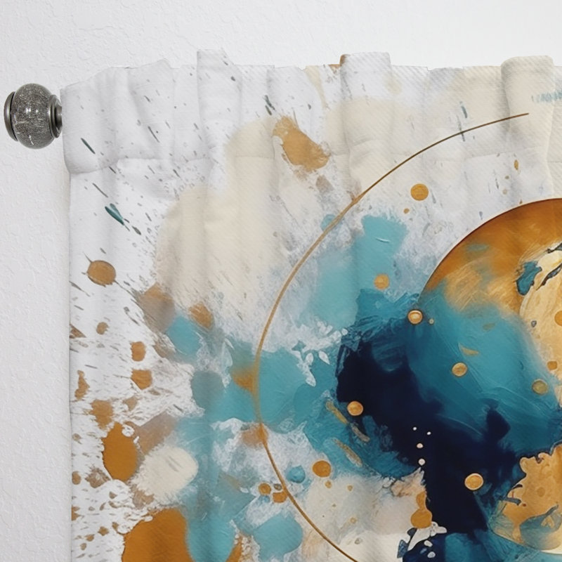 Dryer Teal Adn Gold Elegance I - Abstract Minimalism Curtain - Velvet Room Darkening - 1 panel, 52" W x 120" L