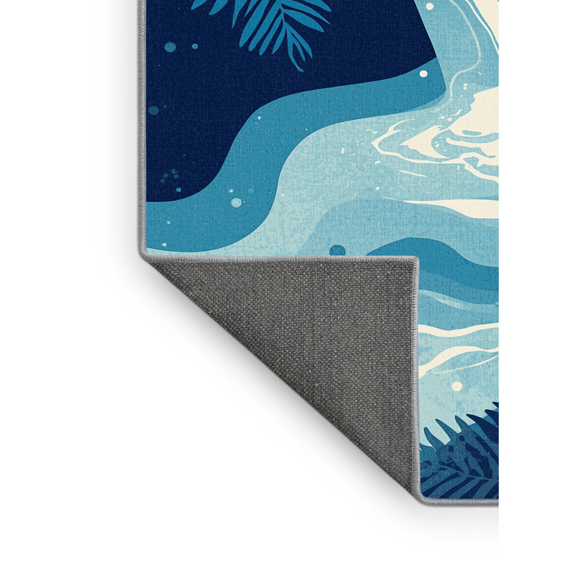 Tapis ombré doux et moelleux de couleur tropicale en bleu - Reliure bleu ciel, 8 x 12