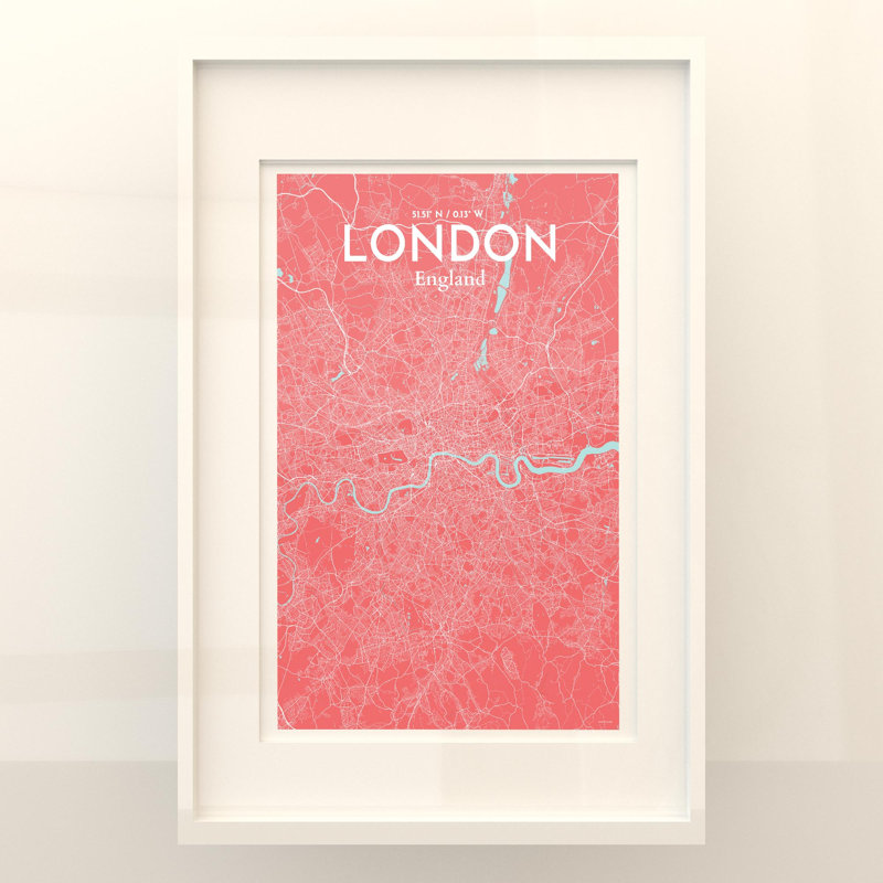 London City Map In Maritime - No Frame Print, 36cm H x 24cm W x 0.05cm D