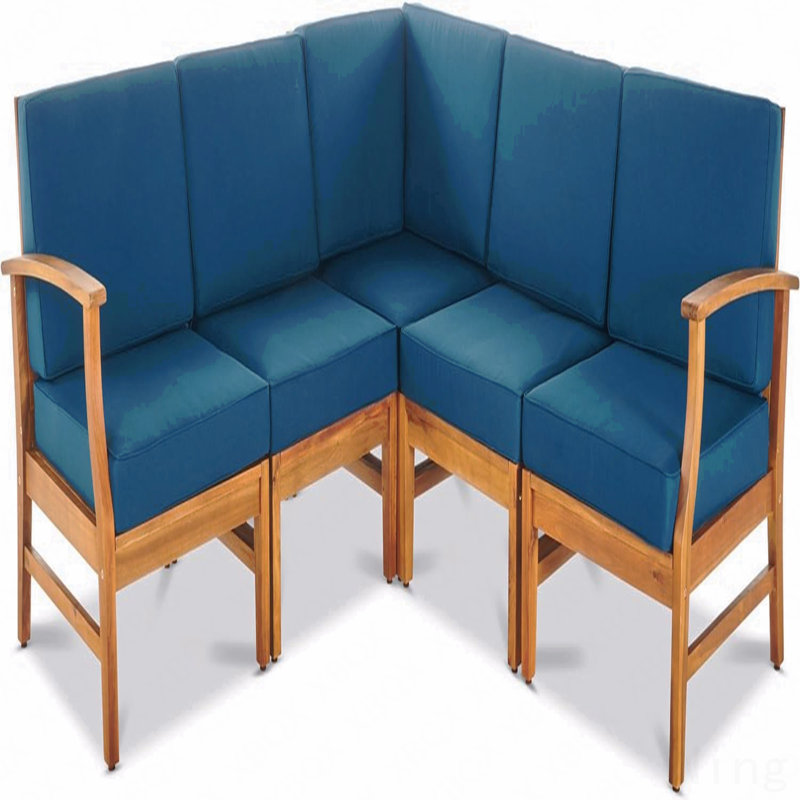 5-Pcs Sofa Set,Cream, Blue