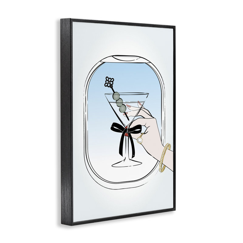 Art giclée cocktail de première classe par Martina Pavlova, Giclée encadrée noir minuit, H 18 po x l 12 po