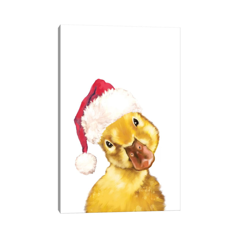 Christmas Yellow Duckling by Big Nose Work - Wrapped Canvas Print, 20.32 cm H x 30.48 cm W