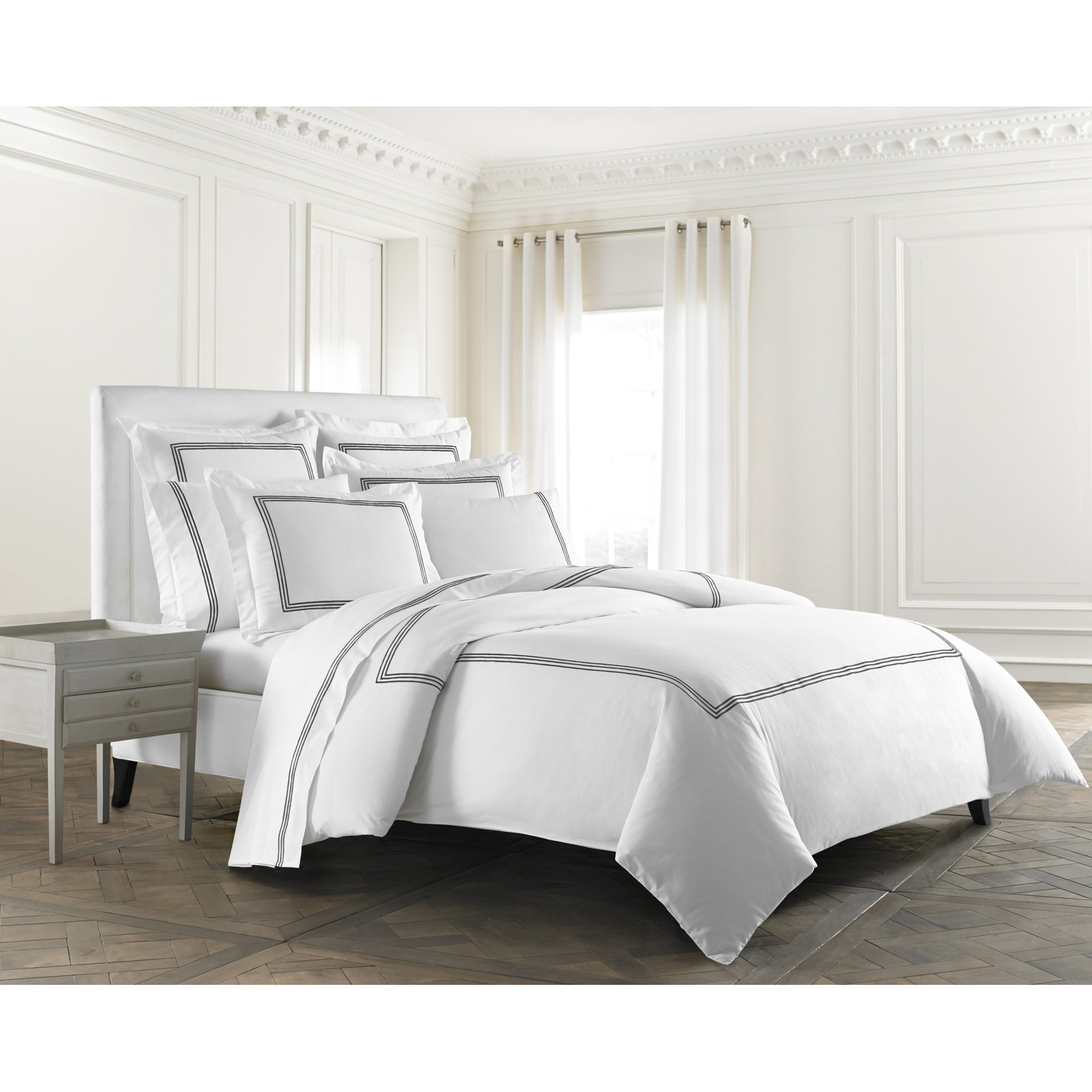 Malik Cotton Blend Percale, Black, Queen