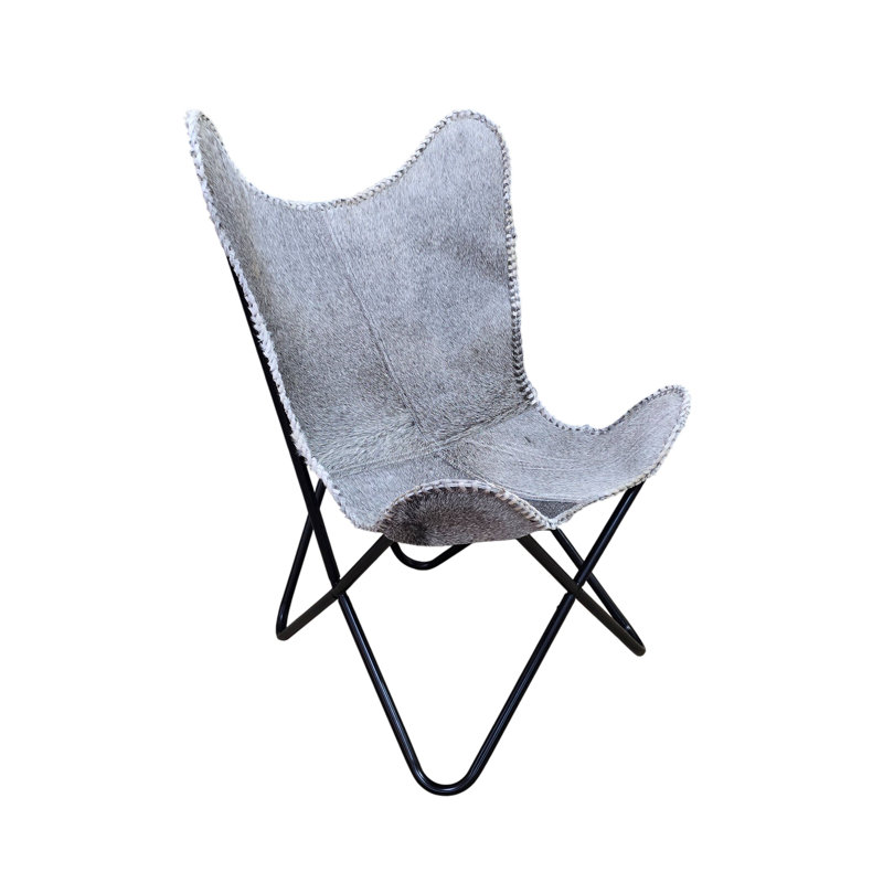 Modern Gray 31.5" W x 34.5" H Ergonomic Butterfly Lounge Chair, Black, Gray