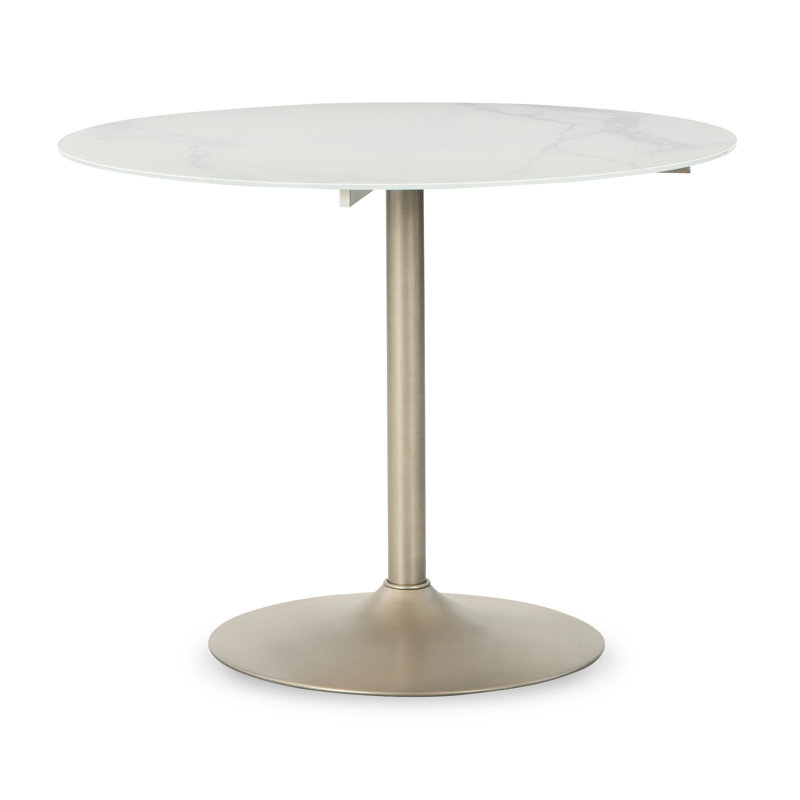 39.5" Round Glass and Gold Dining Table