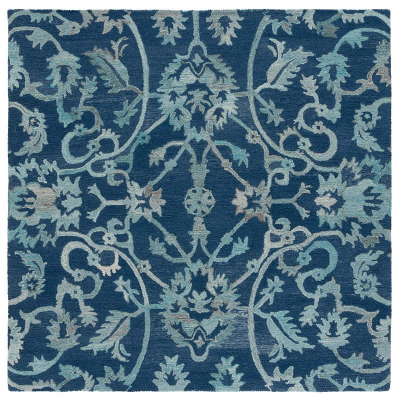 Lyeland Tufted Performance Performance Floral Rug, Square 6'