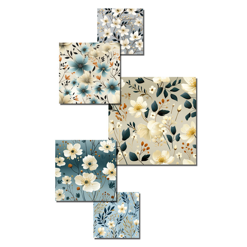 Ensemble de 5 fleurs murales Loraine