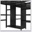 Lit mezzanine en métal avec bureau double, garde-robe et tablettes, prises électriques intégrées pour économiser de l'espace et réduire le bruit-129431848