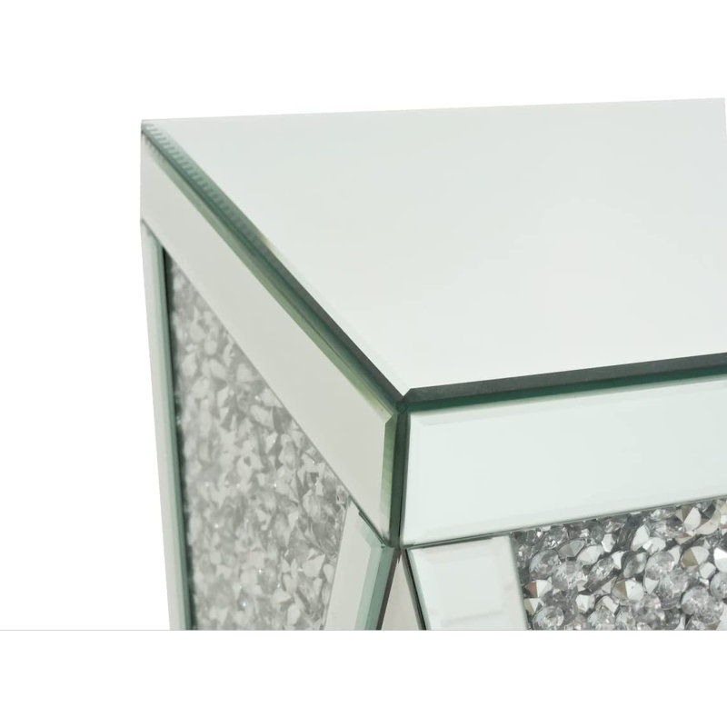 Silver Mirrored Small End Side Accent Table 22" H