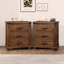Ensemble de table de chevet rustique en bois massif récupéré à trois tiroirs Rustic-2146908176-2146908177
