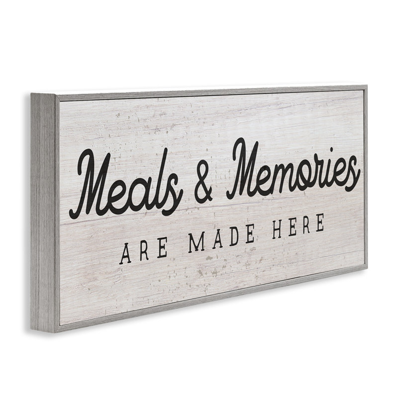 Meals & Memories Kitchen Sign Gray Framed Giclee Art by Daphne Polselli, Farmhouse Gray Framed Giclee, 13" H x 30" W