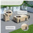 Firepit Table Set With Stainless Steel Ice Bucket & Gas Tank Side Table-416412273