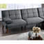 Fauteuil en polyfibre bleu gris avec support en bois massif et pieds de siège confortables pour l'espace de vie principal