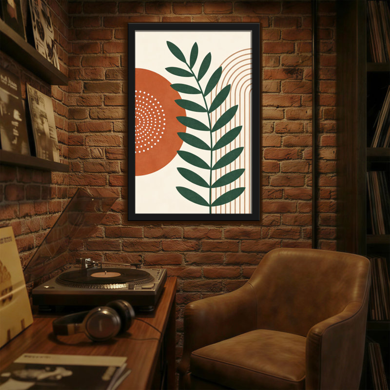 Abstract Abstract Leaf And Circle Pattern Design, 24" H x 16" W