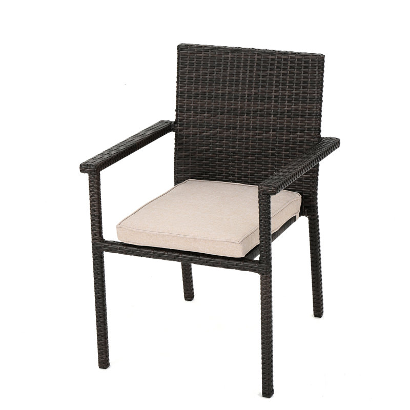 Stackable Multi Brown Dining Chair, With Cushion, Weather , 26.4" D, Ready To Use Chair 34.37" H, Out Of Box