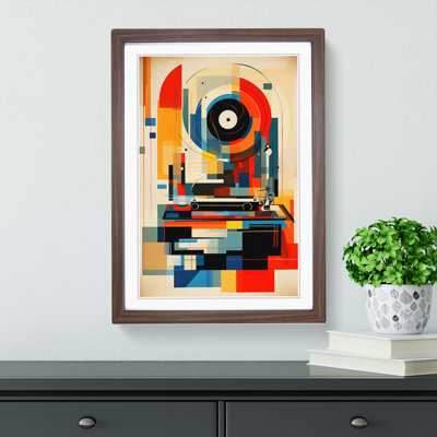 Record Player Orphism - Single Picture Frame Print on Wood