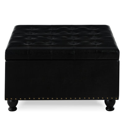 Black Upholstered With Construction And Functionality Legs Spacious Storage