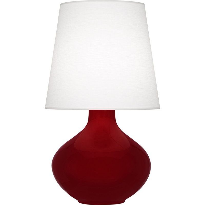 June Table Lamp, Oyster Linen, Sangria