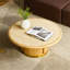Table basse ronde de 35,43 pouces, table avec piédestal robuste en panneau de fibres à densité moyenne avec acier inoxydable brossé, table de table en pierre frittée, table d'appoint ronde pour le salon, le bureau-129764121-129764119