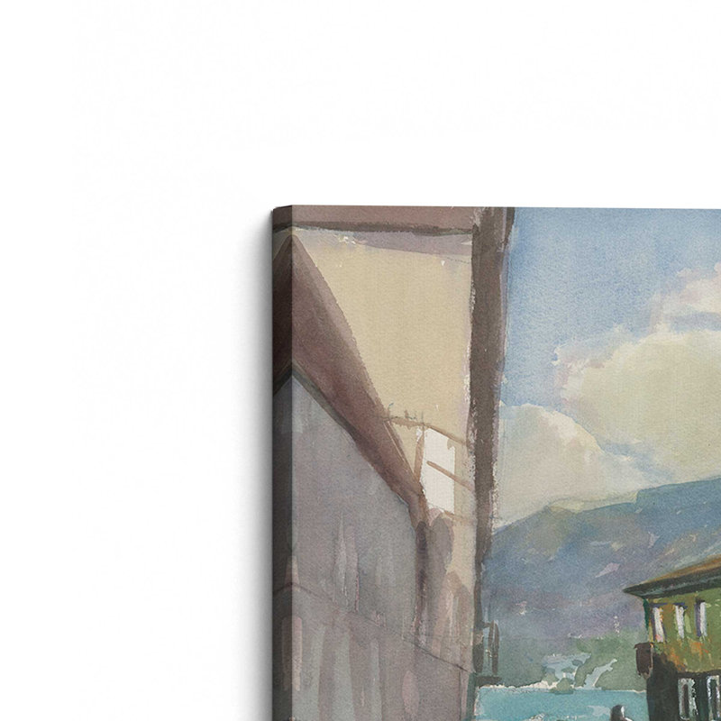 «Street Scene in Lake Como» par Stephen Calcasola, reproduction d'art sur toile, H 12 po x l 16 po